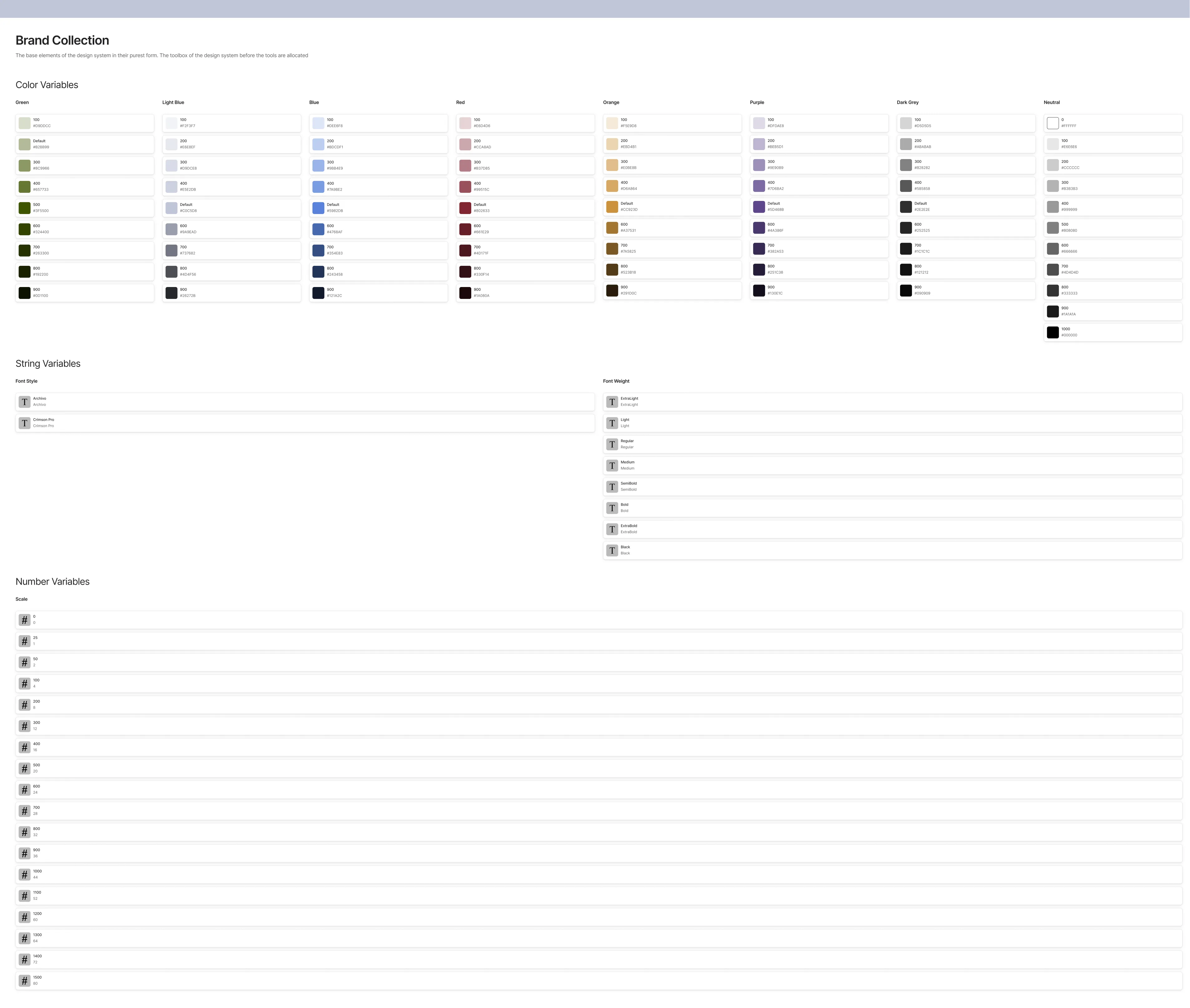 RECx Brand Collection: color, string and number variables