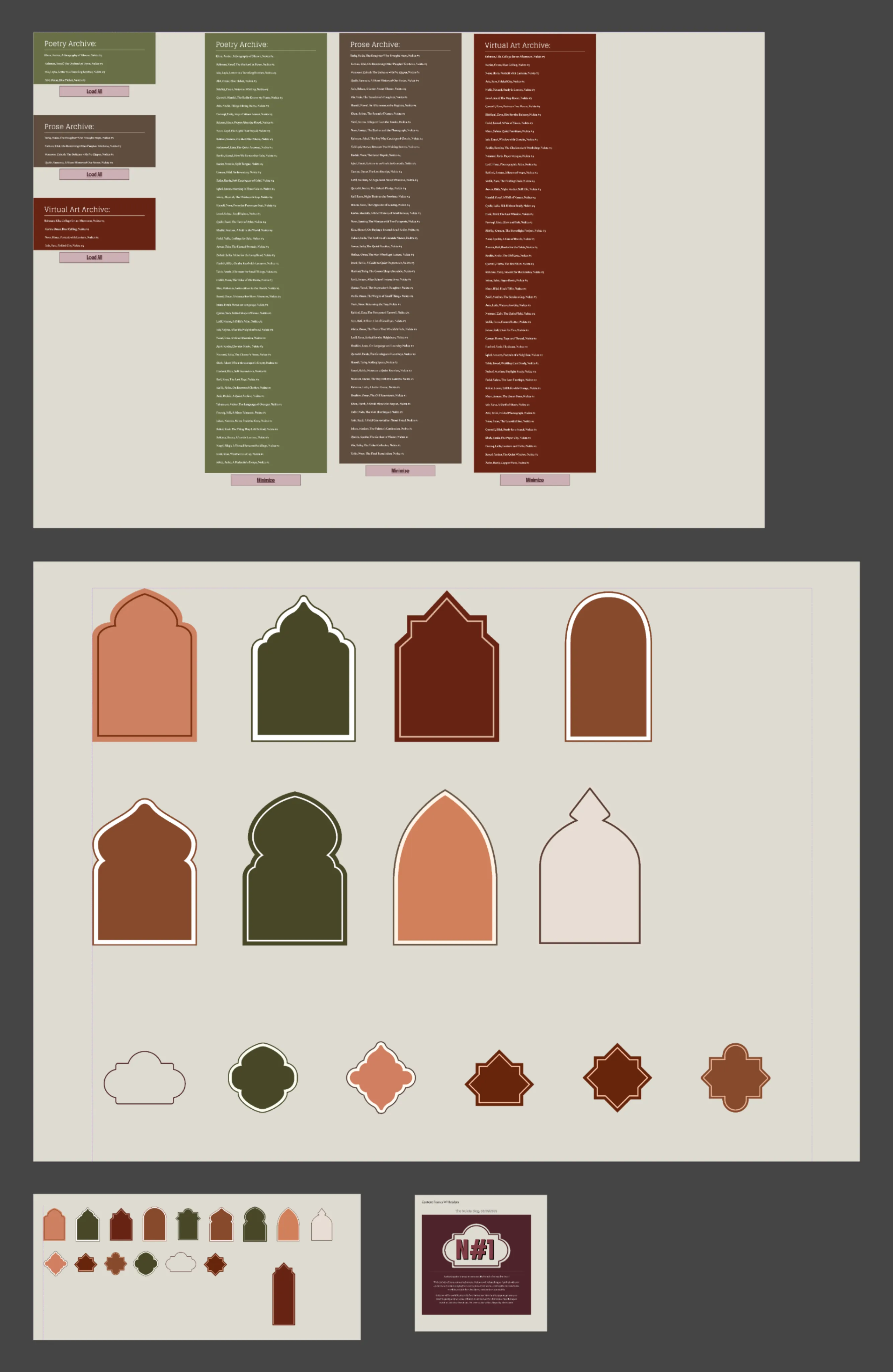 Nukta component library: archive lists and decorative arch shapes