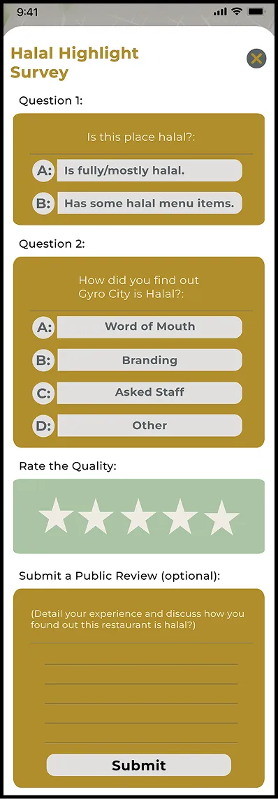 Halal Highlight survey, empty