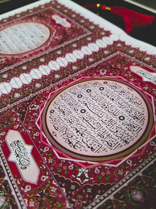 Red prayer rug with an ornate medallion