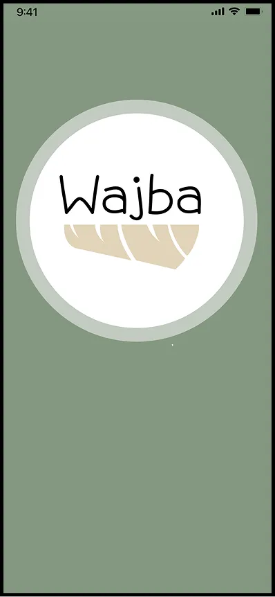 Loading screen with the Wajba logo