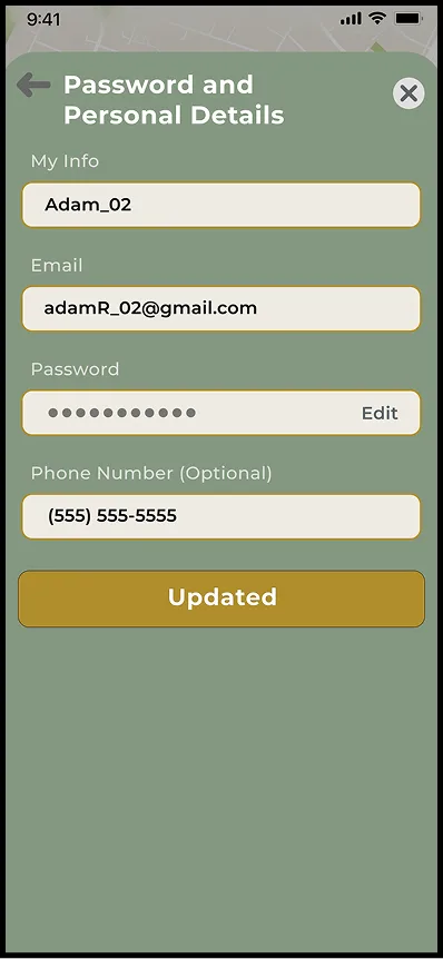 Password and personal details, updated