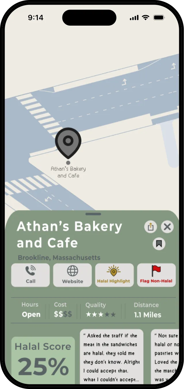 Athan’s Bakery and Cafe details with a 25% halal score