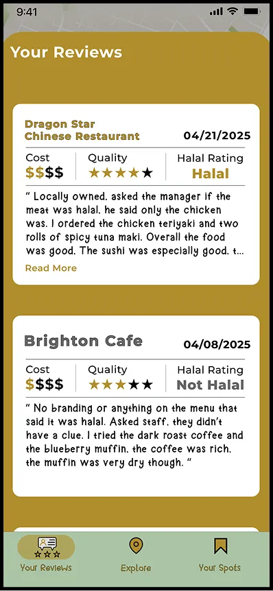 Your Reviews tab