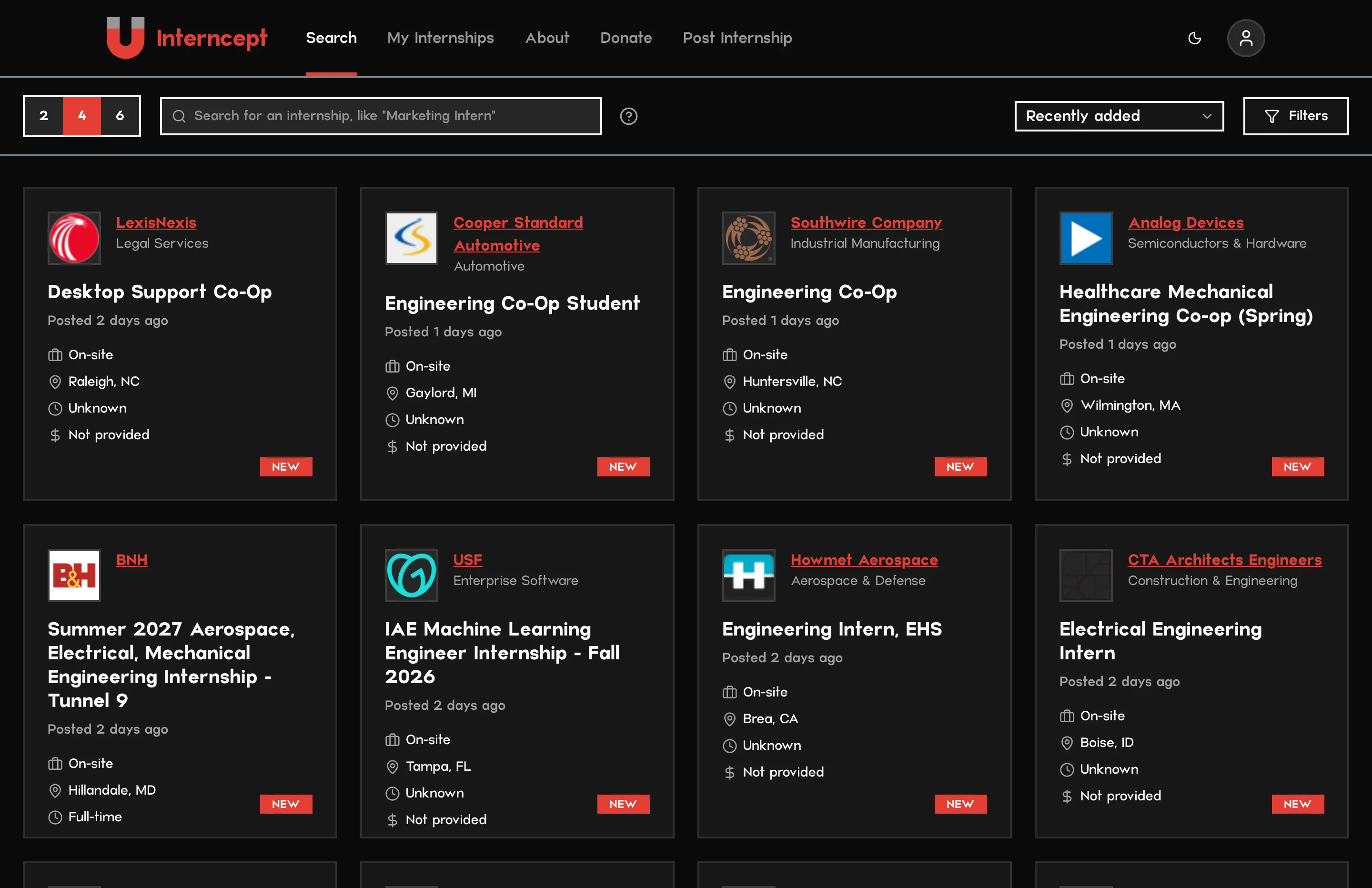Interncept search in dark mode